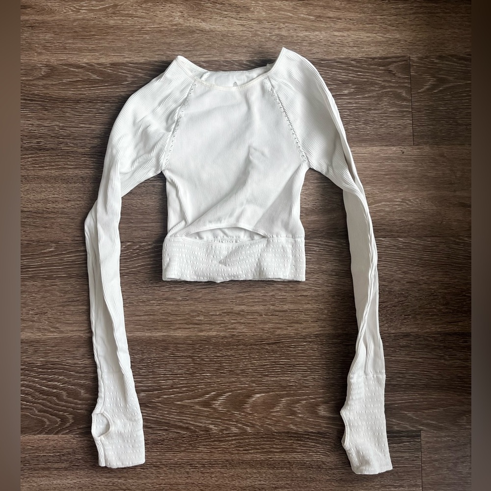 FP Movement White Long Sleeve Crop Top